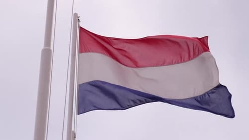 National Flag Waving on a Metal Pole