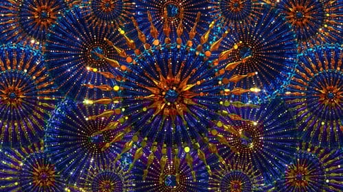 Abstract Gold Blue Decorative Sparkling Mandala Pattern Loop