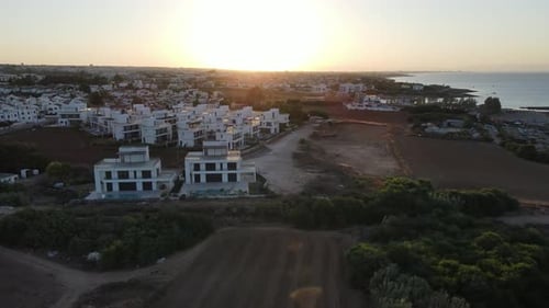 Protaras. Evening coast of Cyprus. Resort town in eastern Cyprus. Mediterranean Sea.