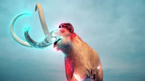 Mammoth Or Mammuthus Primigenius Hologram Scanning 4k