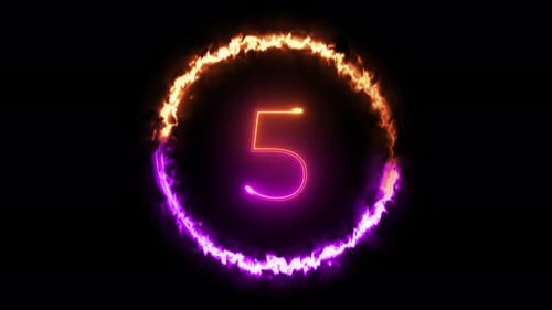 Flaming Circle Neon Countdown