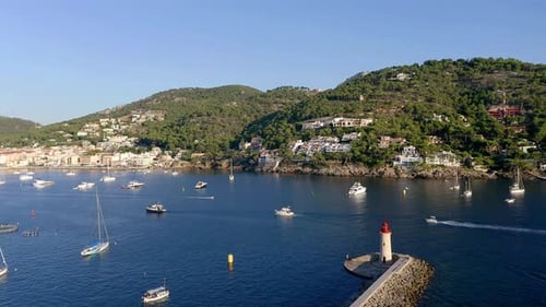 Port Andratx with lighthouse and boats, Mallorca, Spain