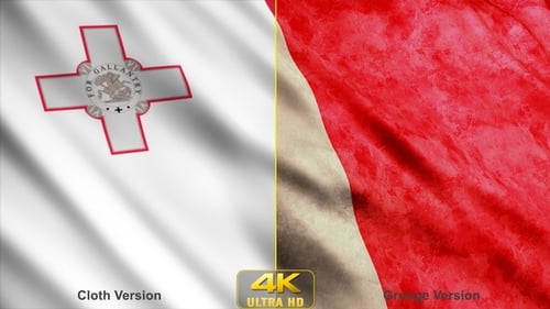 Maltese Flag Waving Seamless Loop Clean and Grunge