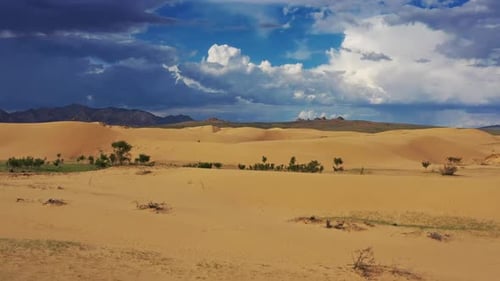 Aerial View of the Sand Dunes in Mongolia