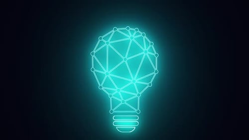 Glowing Neon Lightbulb Idea Network Animation