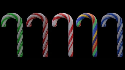 Christmas Candy Cane Twist 3D Animation Pack Loop