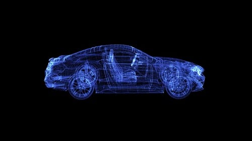Hologram of a Wireframe Sport Car