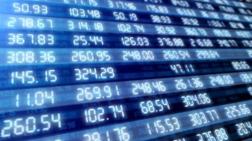 Stock market board with growth financial figures of the exchange securities 4k