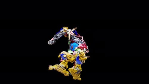 Colorful 3D Robot Character Posing Animation Loop