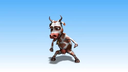 Animated 3D Cartoon Cow Character Dancing Loop