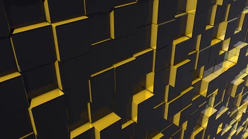 Animated Black and Yellow Geometric Cubes Abstract Background