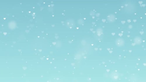 Soft Floating White Hearts on Blue Background