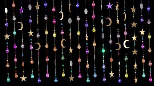 Colorful Beaded Curtain Full Length On Transparent Background