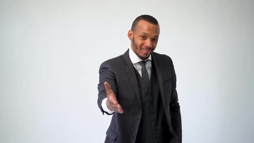 Professional African-american Business Man - Open Hand Ready for Handshale