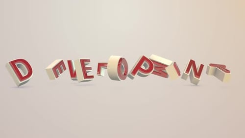 The 'Development' word on the white background, transforming into small house