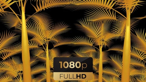 Golden Palm Trees Swaying Seamless Loop Animation