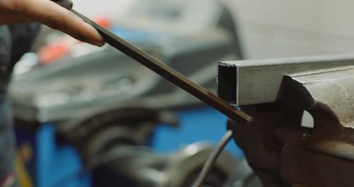 Using Metal File on Metal Tubing in Vice