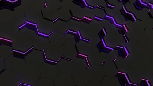 Abstract Glowing Hexagon Digital Grid Background Loop