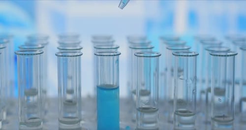 Lab Biochemist Dripping Oil Into Test Tube with Plant, Organic Cosmetology Study.