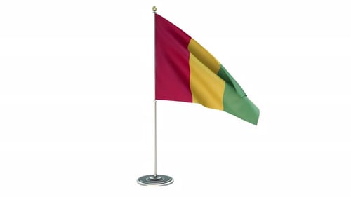 Realistic Guinea Flag Waving on White Background