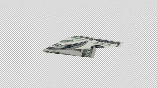 Dollar Bill Paper Airplane Flying Animation for Finance Concepts