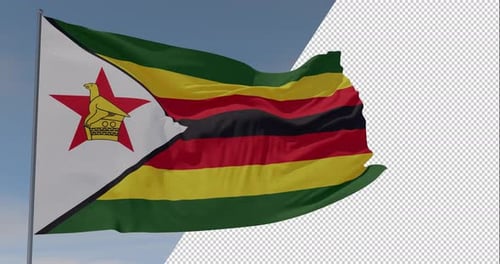 Realistic Waving Flag of Zimbabwe Animation