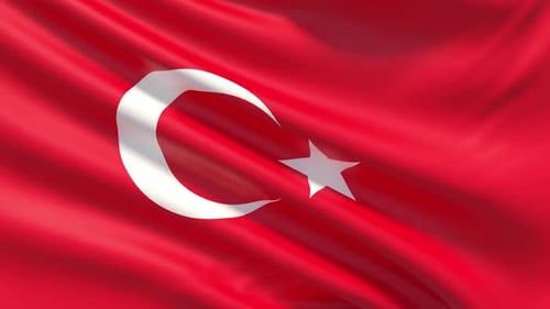Seamless Loop Waving Turkish Flag Animation