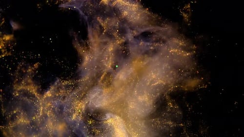 Swirling Gold Glitter Particles on Black Background