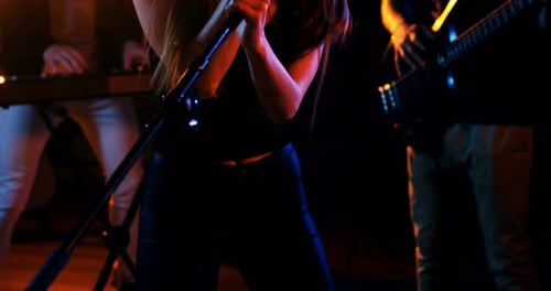 Band performing in studio