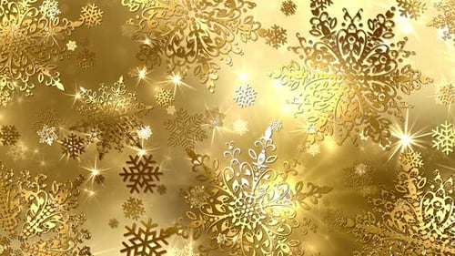 Elegant Golden Christmas Snowflakes Winter Holiday Loop Background