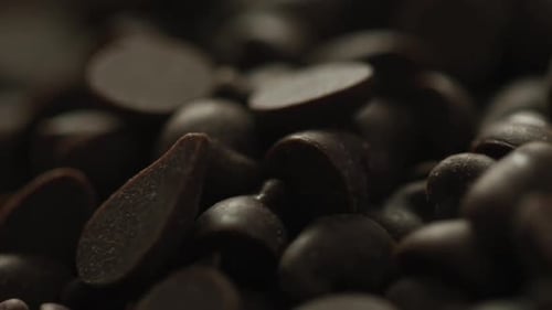 Video of close up of multiple chocolate chip background