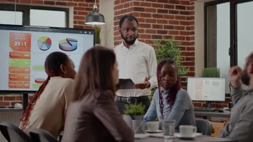 Business Meeting in Modern Brick-Walled Office