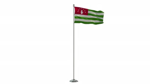 Abkhazia Flag Waving Seamless Loop on Pole Isolated