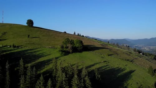 Beautiful View of Green Mountain Slopes in Summer