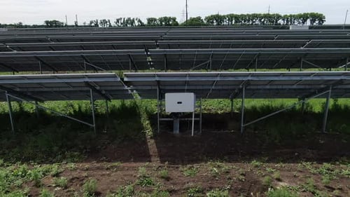 View From the Back on the Solar Panels at the Solar Power Station,
