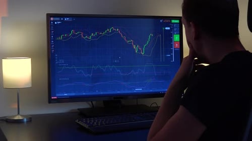 Adult Looking At Stock Market Data On Screen