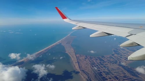 Flying Over Sand Beach Black Sea Anapa