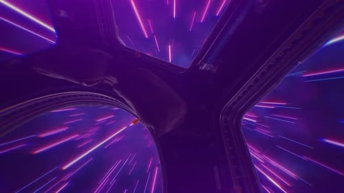 Abstrait Rétro Hyper Jump dans l'espace sur un vaisseau spatial