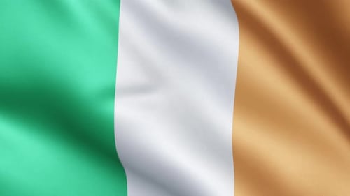 Realistic Waving Flag of Ireland Seamless Loop Animation