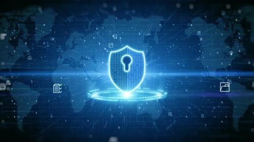 Futuristic Cybersecurity Shield Over Global Digital Network