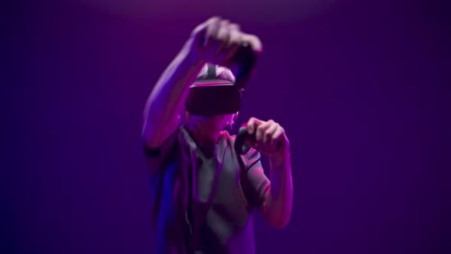 Young Adult Immersed in Virtual Reality Gaming