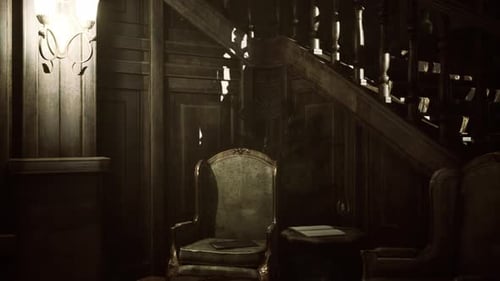Atmospheric Flickering Light in Grand Vintage Mansion Hall