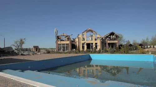 A Destroyed Residential Building in the Kyiv Region As a Result of Shelling By the Russian Army