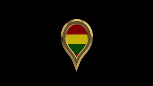 Rotating 3D Golden Map Pin with Flag Icon Animation