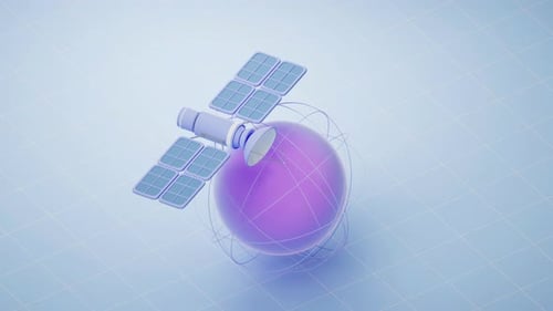 Modern 3D Satellite Orbiting Global Communication Animation
