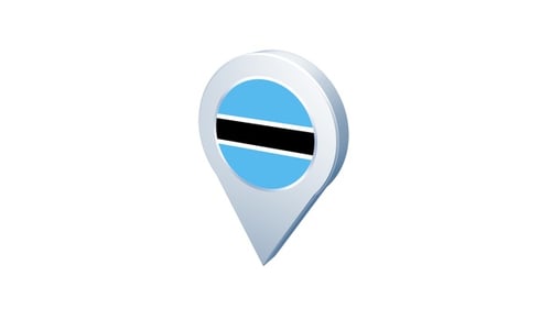 Botswana Flag 3D Rotating Location Pin Loop Animation