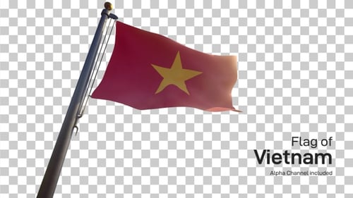 Vietnam National Flag Waving with Alpha Channel