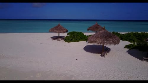 Aerial abstract of luxury shore beach lifestyle by transparent ocean and white sand background of a