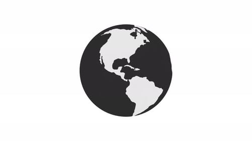 Flat Design Earth Globe Rotation Loop Animation