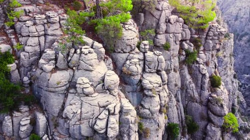 Huge Spectacular Rocks Epic Aerial Drone Flight Over Famous Mountains Valley Huge Stone Structures